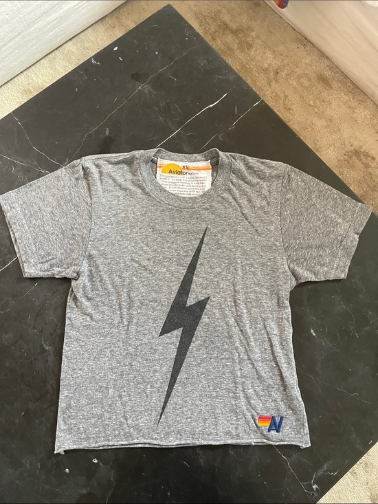 Aviator Nation Tops - Aviator Nation Grey Tee with Black Lightning Bolt